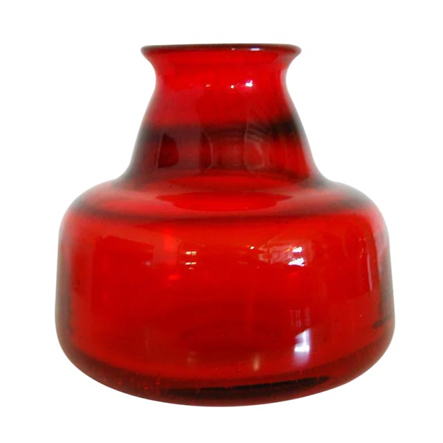 Erik Hoglund Vintage Swedish Red Art Glass Vase II for Boda For Sale