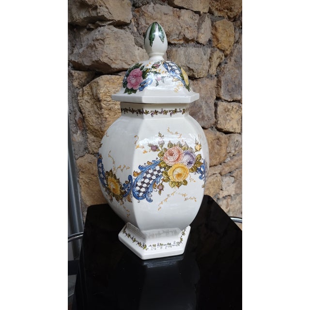 Mid 20th Century Monumental Italian Majolica Hand-Painted Ginger Jar For Sale - Image 11 of 11