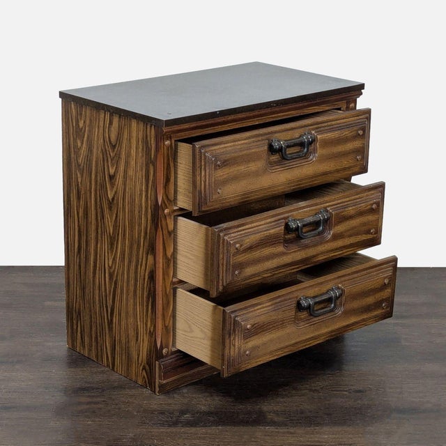Traditional Vintage Classic Wooden 3-Drawer Dresser With Metal Handles For Sale - Image 3 of 11