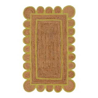 Margarita Scallop Jute Hand Made Bohemian Rug For Sale