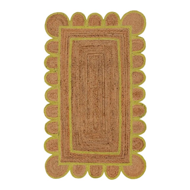 Margarita Scallop Jute Hand Made Bohemian Rug For Sale