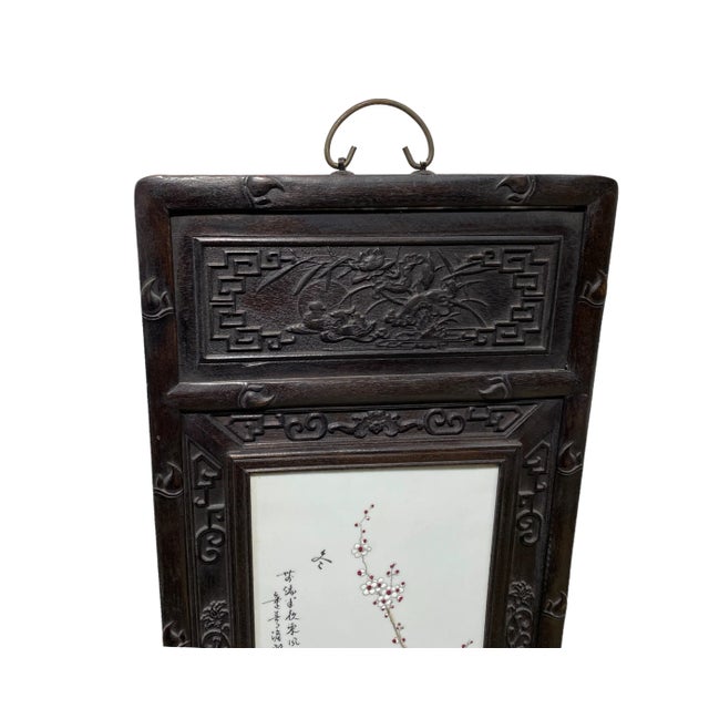 Chinoiserie Hand Painted Famille Rose Porcelain Panel 50" H For Sale - Image 11 of 13