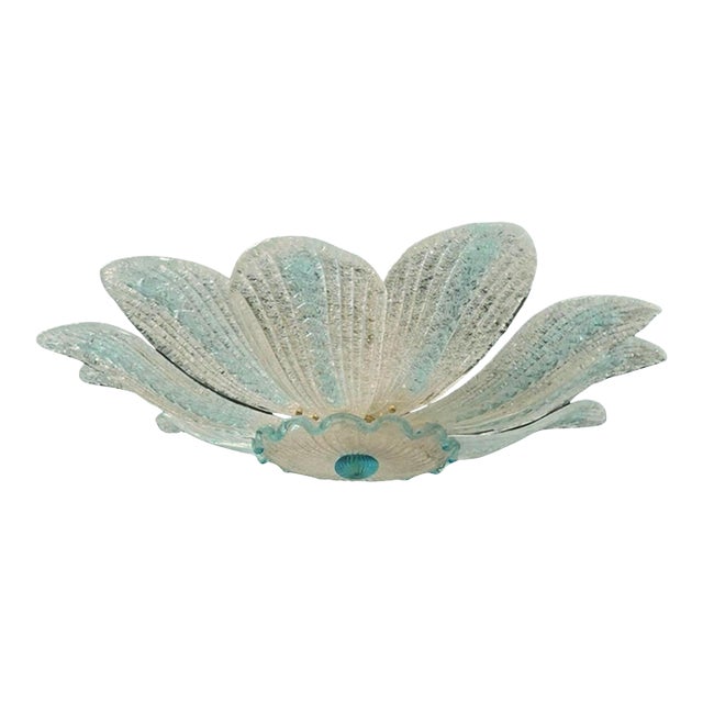 1960s Clear and Blue Graniglia Murano Flush Mount For Sale