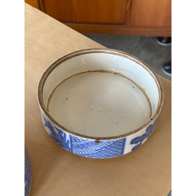 Antique Blue and White Porcelain 5-Piece Stacking Box 19th Century For Sale - Image 11 of 13