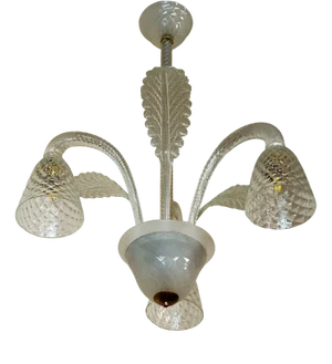 Vintage Art Deco Chandelier in Murano Blown Glass, 1930s