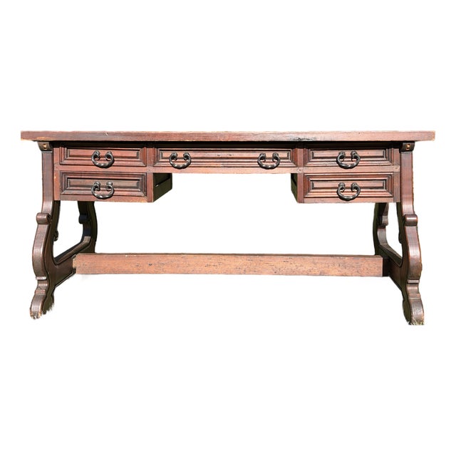 Vintage 5 Drawer Desk For Sale