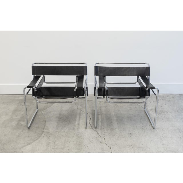 Pair of 1960’s Wassily Chairs production by Knoll International. The chairs have the original Knoll stickers and feature a...