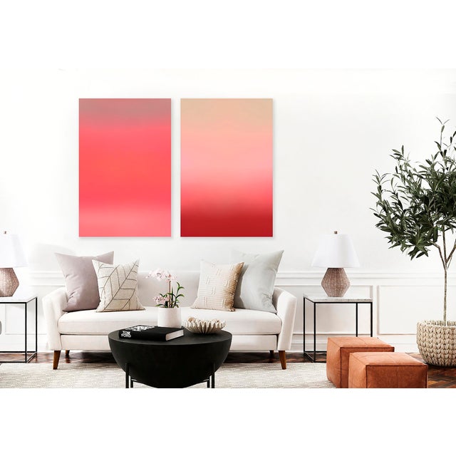 Contemporary Pink Ombre Art Print Contemporary Diptych Minimalist Artwork Set of 2 by Angela Cameron For Sale - Image 3 of 3
