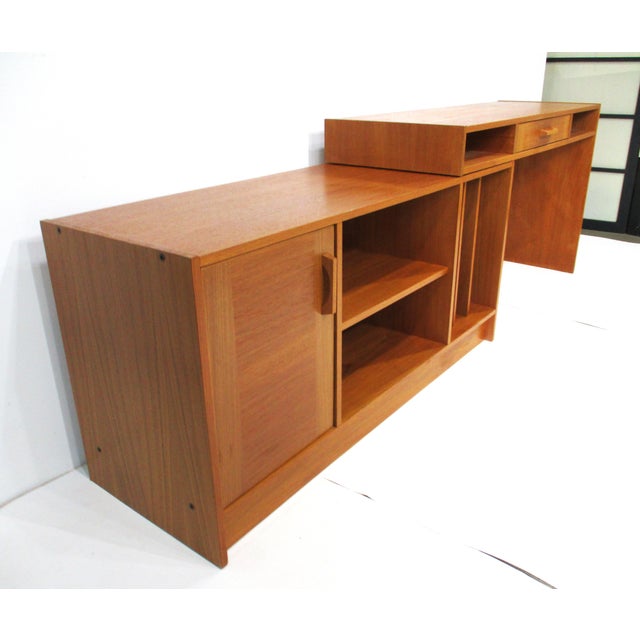 Teak Expandable 2 Pc. Stereo Record Desk Cabinet Denmark (A) For Sale - Image 11 of 11