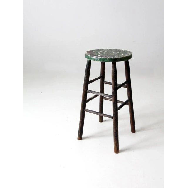 Vintage Painted Wood Stool For Sale - Image 6 of 12
