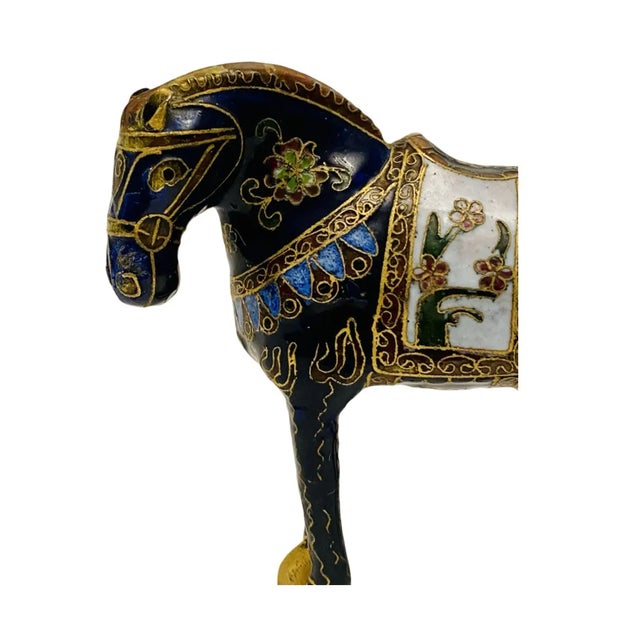 Exquisite Tang Style Cloisonne Metal 4.25” Tall Horse Vintage Sculpture. Excellent overall preowned condition. Horse...