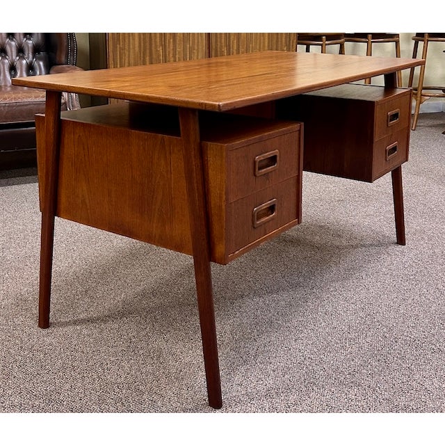 Mid Century Modern Scandinavian Teak Desk C. 1960's For Sale - Image 10 of 11