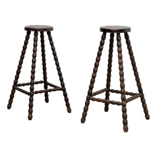 Antique Beechwood Bar Stools, 1900, Set of 2 For Sale