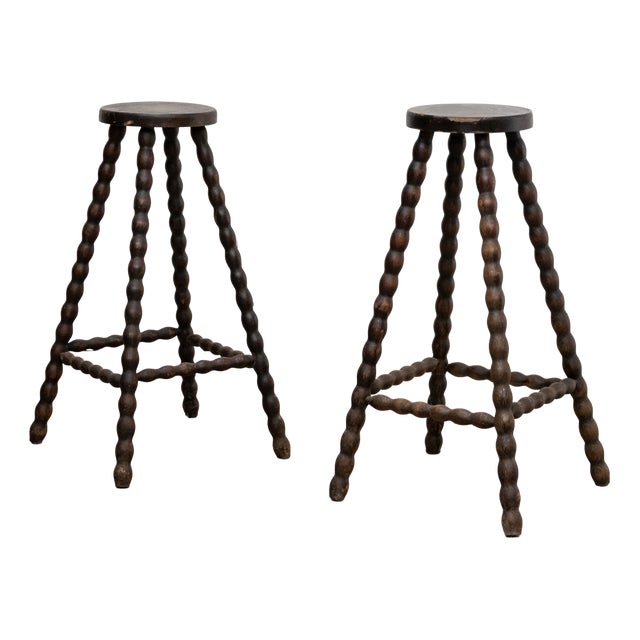 Antique Beechwood Bar Stools, 1900, Set of 2 For Sale
