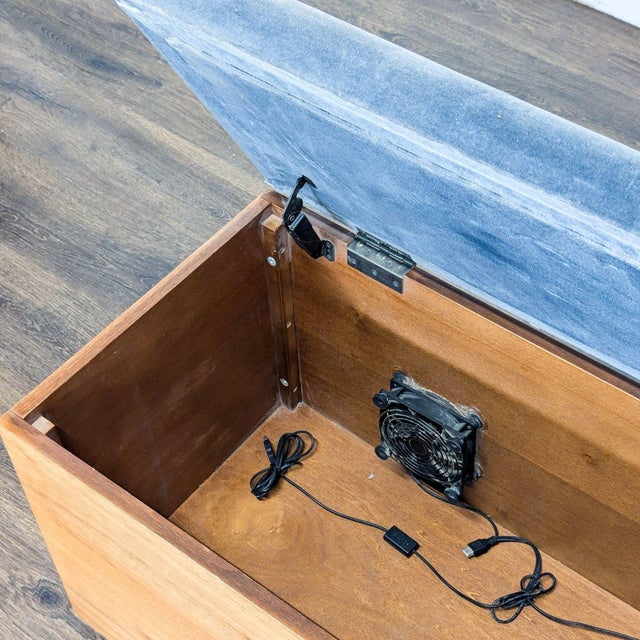 Cb2 Storage Bench With Upholstered Top For Sale - Image 10 of 11