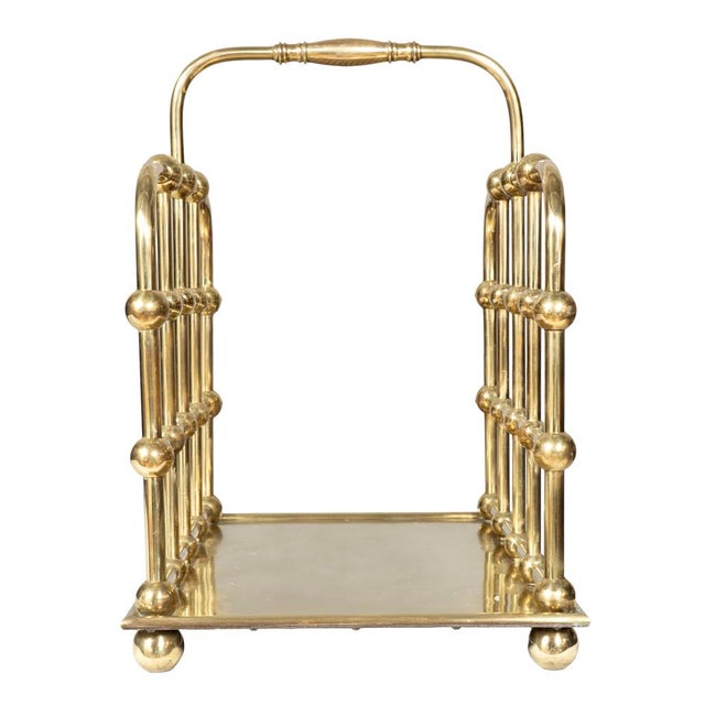 American American Aesthetic Brass Wood Caddy For Sale - Image 3 of 6