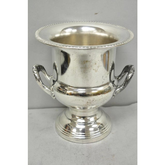 Traditional Vintage Leonard Silver Plated Trophy Cup Urn Champagne Chiller Bar Ice Bucket For Sale - Image 3 of 18