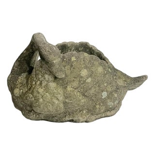 Vintage English Concrete Swan Planter – Weathered Garden Sculpture For Sale