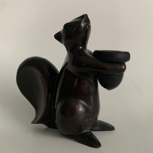 2000s Restoration Hardware BronzePlated Squirrel Candle Holders Set