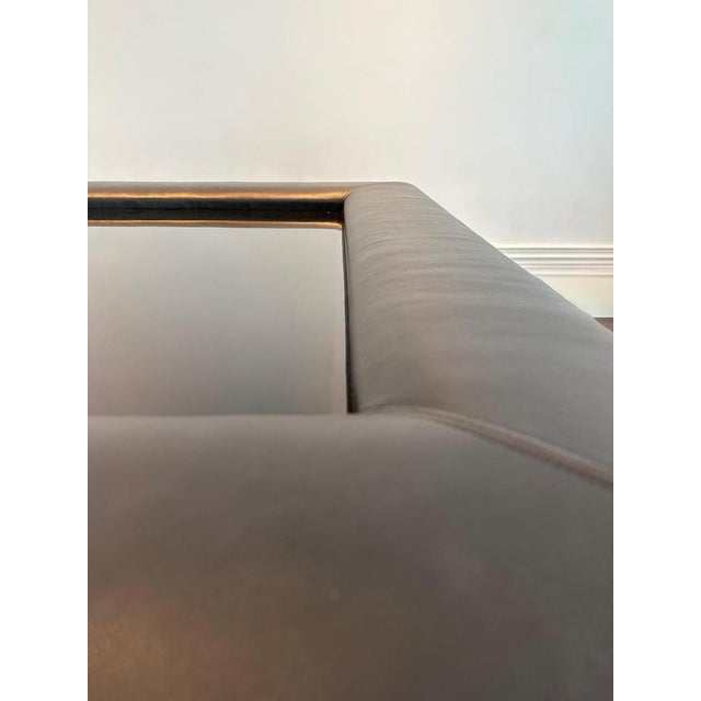 Black Modern Upholstered Leather Coffee Table with Black Glass Top, 2014 For Sale - Image 8 of 11