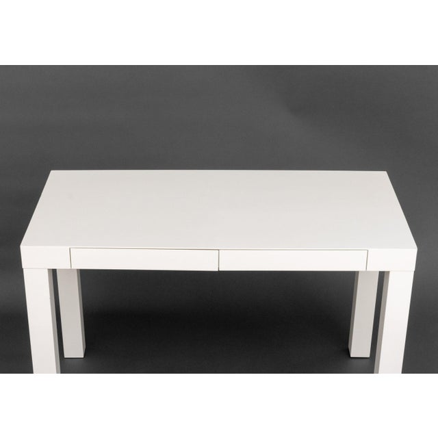 Modern White Lacquered Parson's Desk For Sale - Image 4 of 7