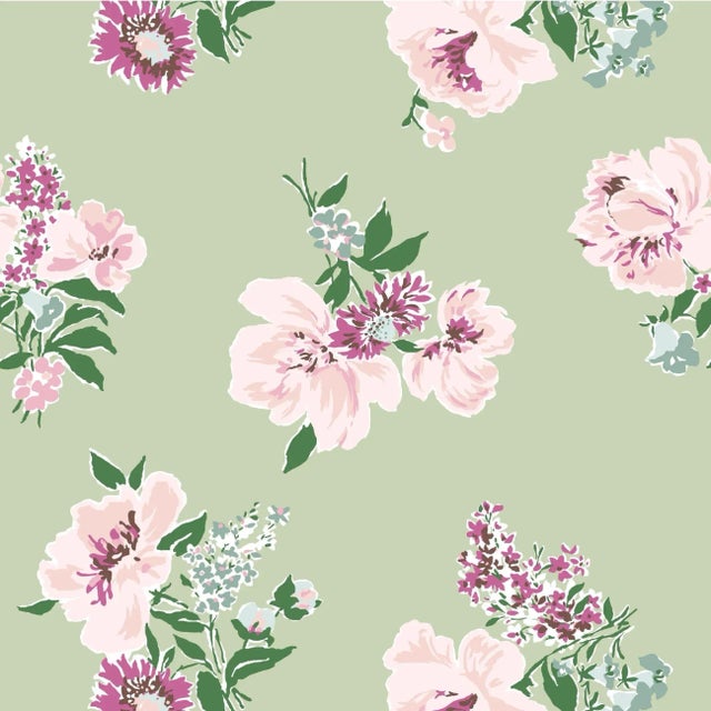 Swans Island Meadow Green Wallpaper Sample For Sale