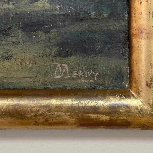 Framed Oil Painting on Canvas by Désiré Merny (1865–1947) 'Country Road at Dusk' For Sale - Image 14 of 15