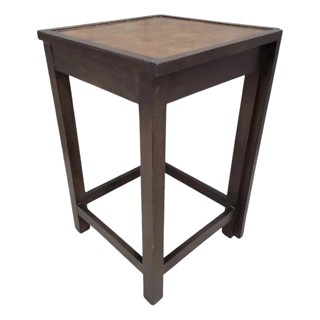 Mid Century Modern Milo Baughman Style Burl & Brass Side Table by Century For Sale