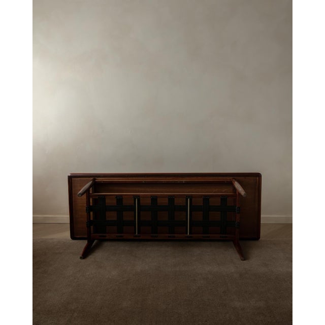 1960s Mid-Century Dutch Rosewood Coffee Table with Leather Magazine Shelf attributed to Topform, 1960s For Sale - Image 5 of 18