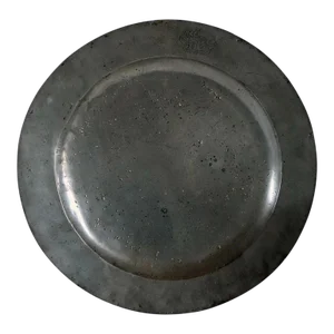 English Robert Nicholson Pewter Round Plain Rim Armorial Charger Plate