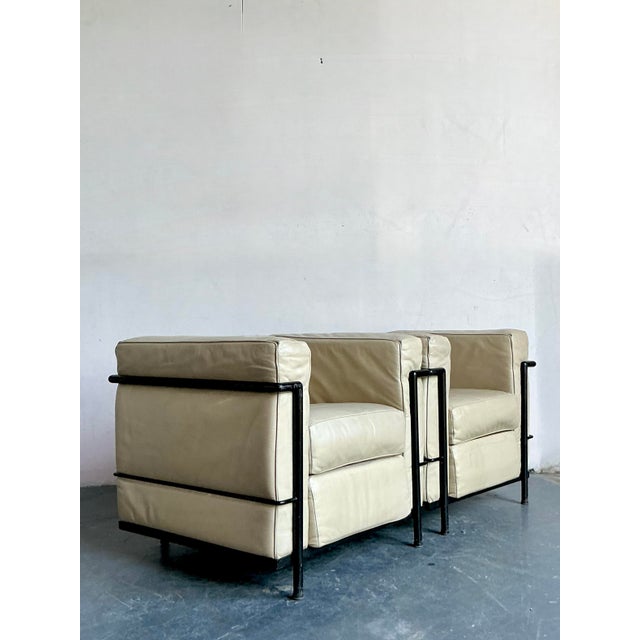 Late 20th Century Vintage Boho Leather Lounge Chairs After Corbusier - A Pair For Sale - Image 5 of 8
