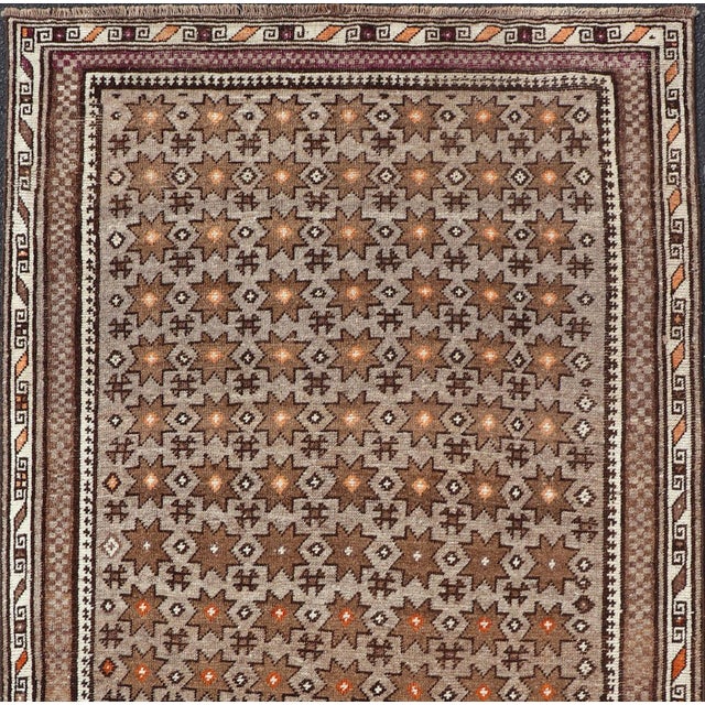 Textile Antique Baluch Tribal Rug With Allover Geometric Diamond Design on a Grey Ground 4'4 X 8'1 For Sale - Image 7 of 11