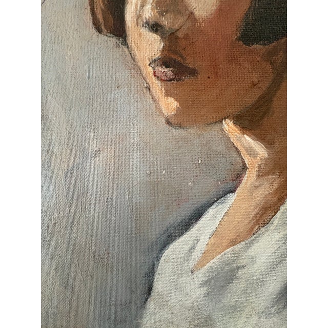 1990s Oil Painting -Portrait of a Woman by Lester J. Clarke For Sale - Image 9 of 12