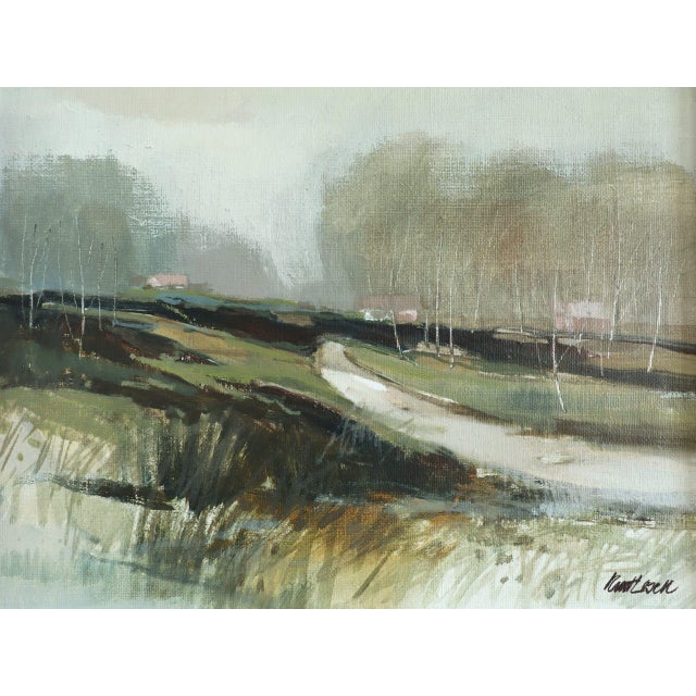 Mid-Century Modern 'A Gentle Path' Vintage Original Mini Landscape Oil Painting, Framed For Sale - Image 10 of 11