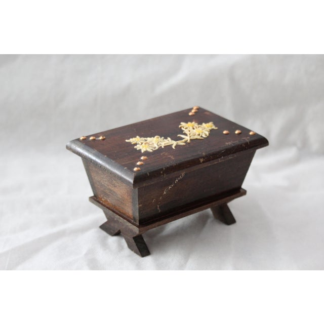 Beige Edelweiss Decor Wood Jewelry Box, 1970s For Sale - Image 8 of 17