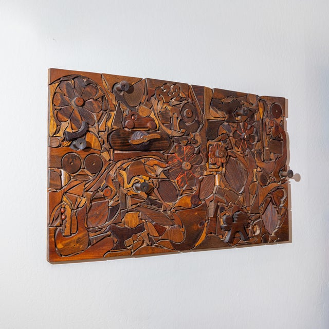 Large Mid-Century Abstract Wood Assemblage Wall Sculpture, 1960s For Sale - Image 11 of 16