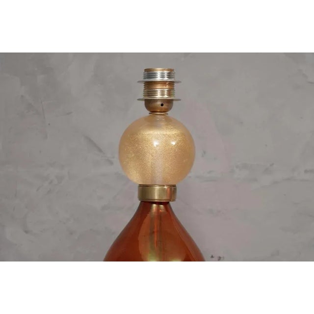 Murano Amber and Gold Blown Glass Table Lamp, 1980s For Sale - Image 4 of 8