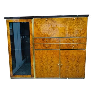 High Sideboard in Radica and Gilded Metal, 1970s For Sale