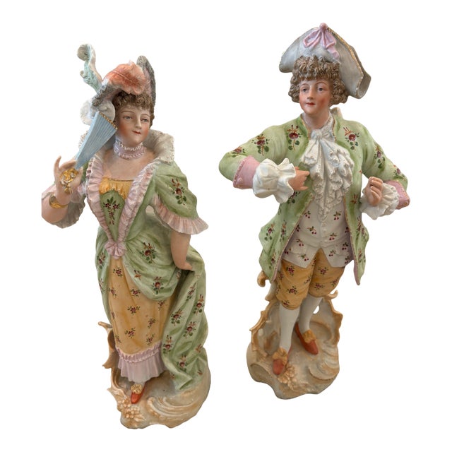Pair of 19th Century Continental Porcelain Figurines For Sale