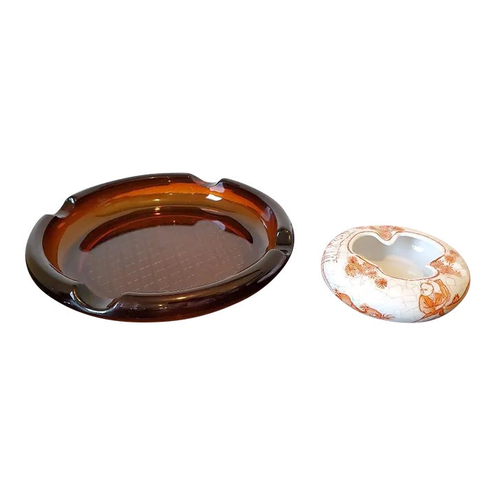 Vintage Cigar and Cigarette Ashtrays, Set of 2