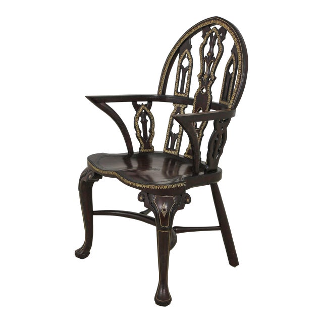 Maitland Smith English Gothic Leather Wrapped Armchair Chairish