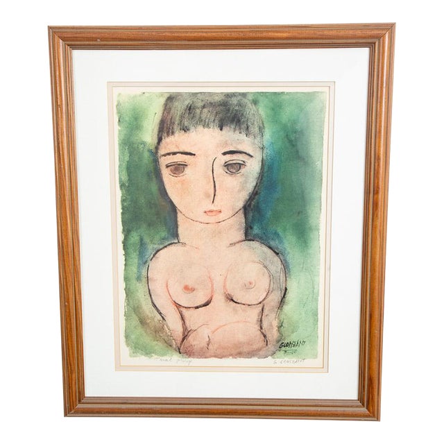Mid Century Modern Gouache Paper George Constant Art Nude Signed Ap Painting 54' For Sale