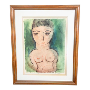 Mid Century Modern Gouache Paper George Constant Art Nude Signed Ap Painting 54'