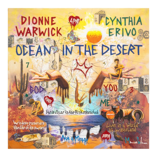 Marcus Glenn Ocean in the Desert Signed Dionne Warwick Embellished Giclee Canvas For Sale