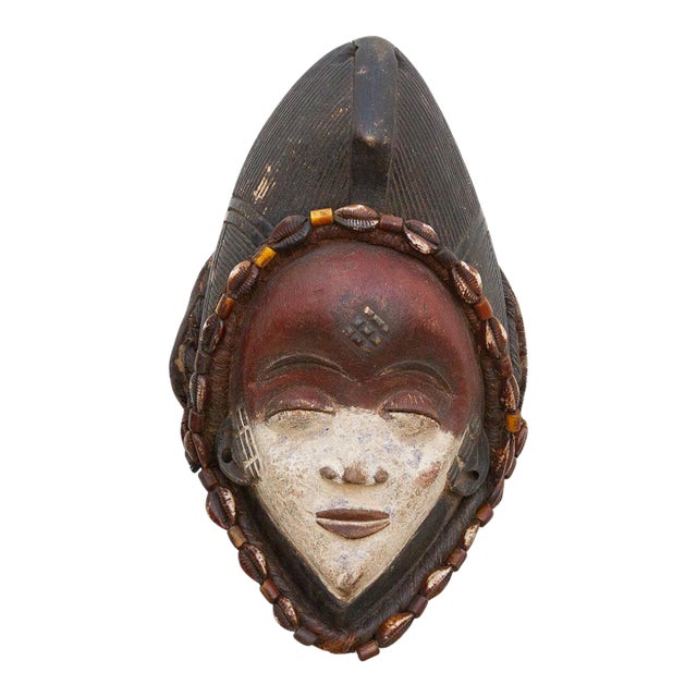 Red & White Painted African Chokwe Mask For Sale