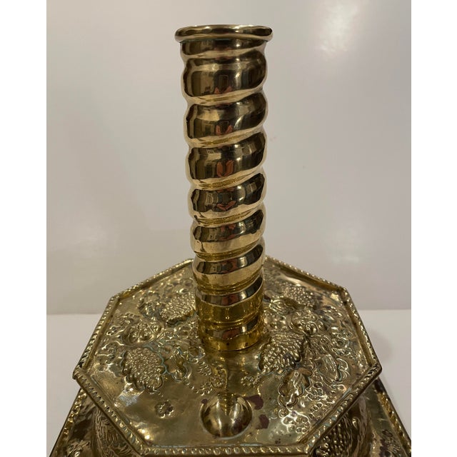 1970s Mottahedeh Swedish Hammered Sheet Brass Candlestick For Sale - Image 5 of 10