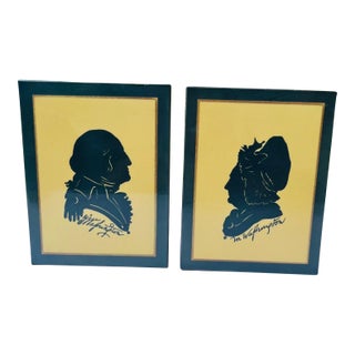 Vintage Pyraglass Silhouettes George & Martha Washington Americana- a Pair For Sale