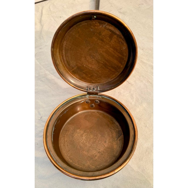 Farmhouse Antique 19th C. Copper & Brass Bed Warmer With Turned Wood Handle For Sale - Image 3 of 9