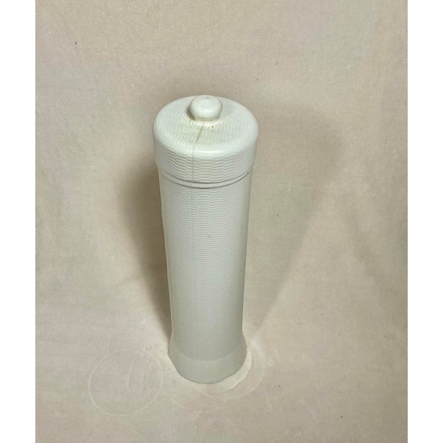 Mid-Century Modern Vintage Mid-Century Breamco Toilet Paper Storage Canister White Blow Mold Plastic For Sale - Image 3 of 12