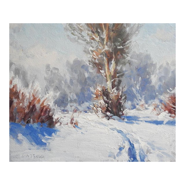 Contemporary Montana Winter Landscape Plain Air Painting For Sale